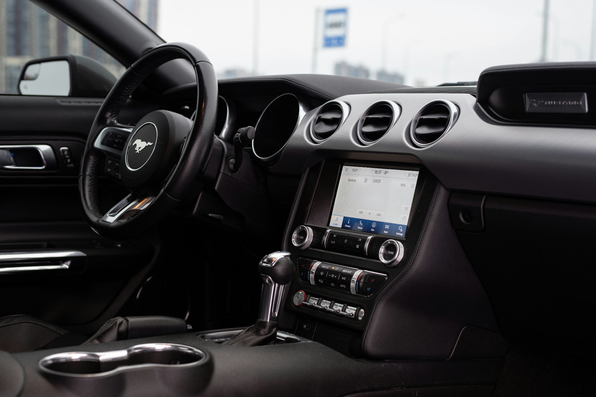 Ford Mustang interior with upgraded SYNC infotainment screen
